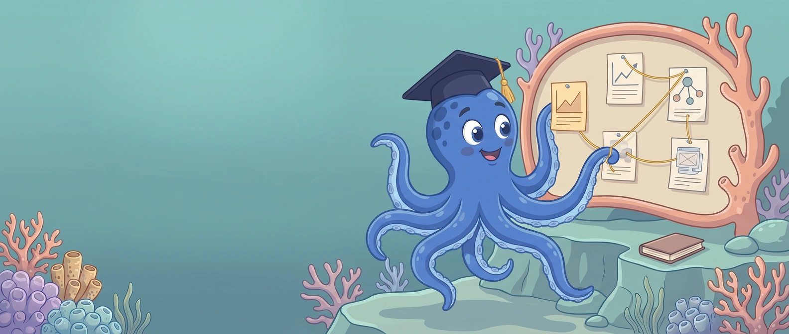 OCTO connecting research ideas on an underwater discovery board.